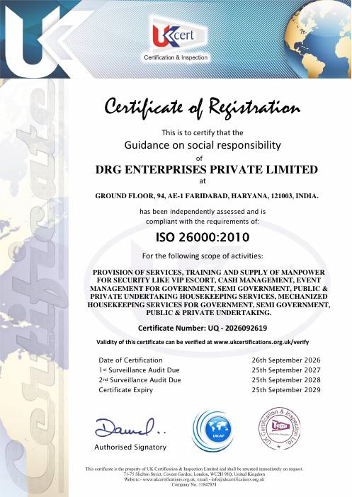 ISO 26000:2010 certificate