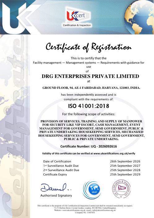 ISO 41001:2018 certificate