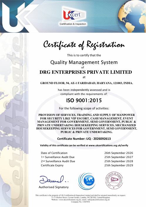 ISO 9001:2015 certificate